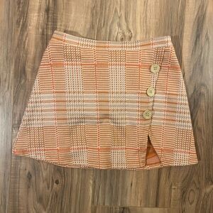 Girls Plaid Button-Accent Skirt